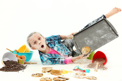 Child Baking Cookies Mess